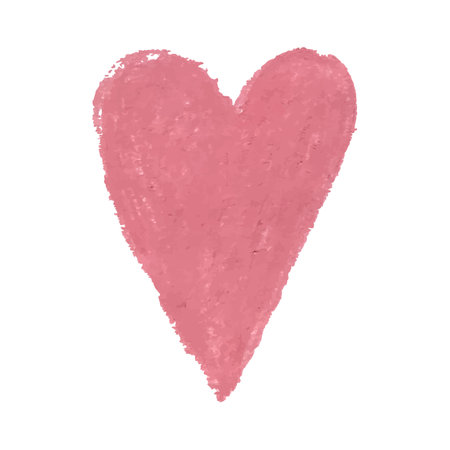 Vector colorful illustration of heart shape drawn with pink colored chalk pastels. Elements for design greeting card, poster, banner, Social Media post, invitation, sale, brochure, other graphic designのイラスト素材