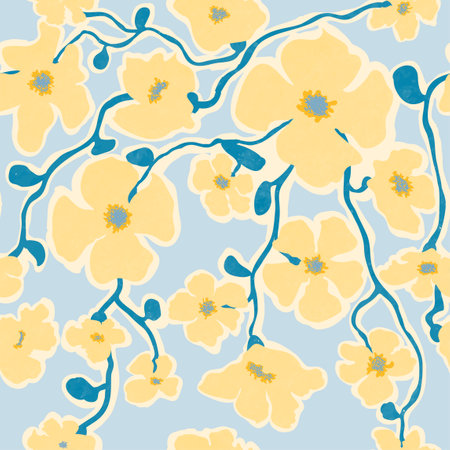 Vector seamless pattern with colorful illustration of beautiful flowers.のイラスト素材