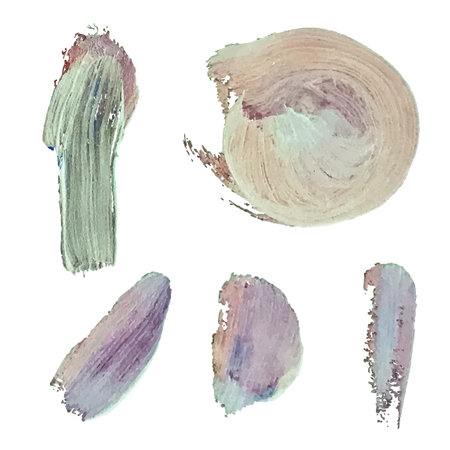 Vector colorful set with oil paint spot background, texture hand drawn illustration.のイラスト素材