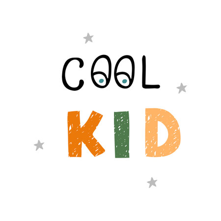 Vector illustration with hand drawn lettering - Cool kid.のイラスト素材