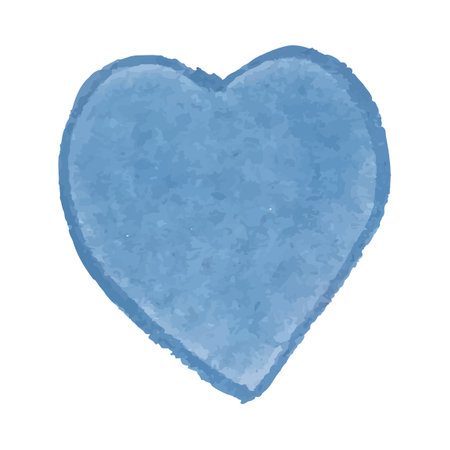 Vector colorful illustration of heart shape drawn with blue colored chalk pastels.のイラスト素材