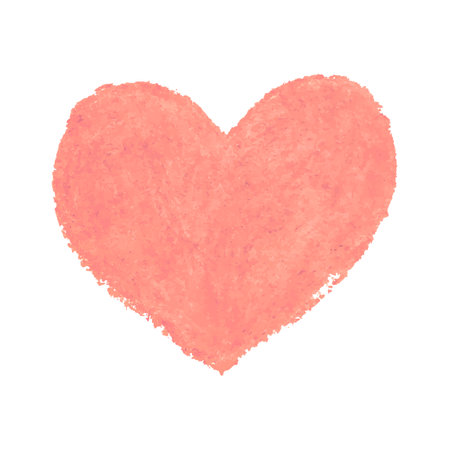 Vector colorful illustration of heart shape drawn with pink colored chalk pastels.のイラスト素材