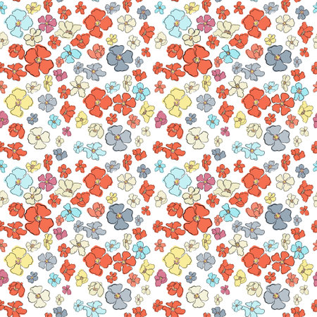 Vector seamless pattern with colorful illustration of beautiful flowers.の写真素材