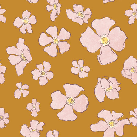 Vector seamless pattern with colorful illustration of beautiful flowers.のイラスト素材