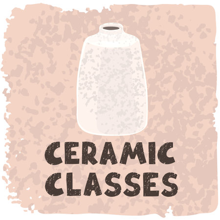 Vector colorful illustration of ceramic vase. Ceramic classes.のイラスト素材