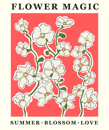 Vector colorful modern poster with illustration of beautiful flowers.のイラスト素材