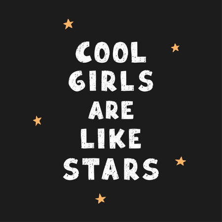 Vector illustration with hand drawn lettering - Cool girls. Colorful typography design in Scandinavian style.のイラスト素材