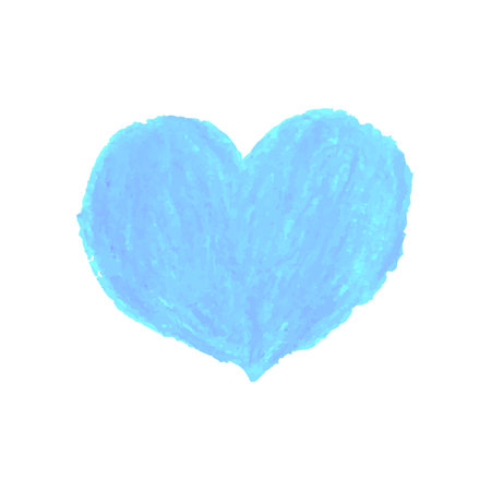 Vector colorful illustration of heart shape drawn with blue colored chalk pastels.のイラスト素材