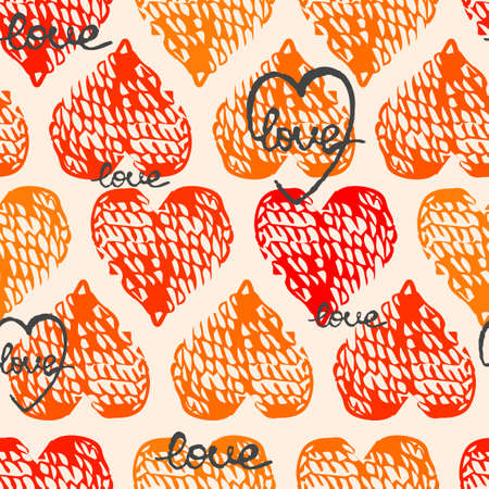 Vector seamless background with colorful heart shape. Use it for wallpaper, textile print, pattern fills, web page, surface textures, wrapping paper, design of presentation and other graphic designのイラスト素材