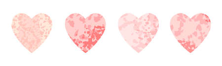 Vector colorful set with hearts shape. Hand drawn trendy illustration. Design elements for Valentine day.のイラスト素材