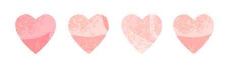 Vector colorful set with hearts shape. Hand drawn trendy illustration. Design elements for Valentine day. Use it for design greeting card, banner, Social Media post, invitation, graphic designのイラスト素材