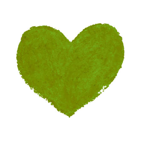 Vector colorful illustration of heart shape drawn with green colored chalk pastel. Element for design greeting card, poster, banner, Social Media post, invitation, sale, brochure, other graphic designのイラスト素材