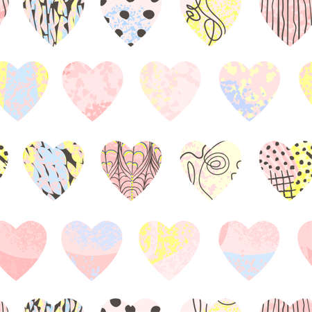 Vector seamless background with colorful heart shape. Use it for wallpaper, textile print, pattern fills, web page, surface textures, wrapping paper, design of presentation and other graphic designのイラスト素材
