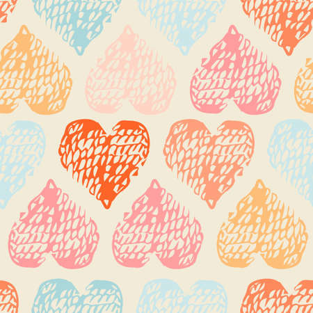 Vector seamless background with colorful heart shape. Use it for wallpaper, textile print, pattern fills, web page, surface textures, wrapping paper, design of presentation and other graphic designのイラスト素材
