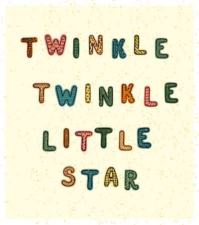 Vector illustration with hand drawn lettering - Little star . Colorful typography design for postcard, banner, t-shirt print, invitation, greeting card, posterのイラスト素材