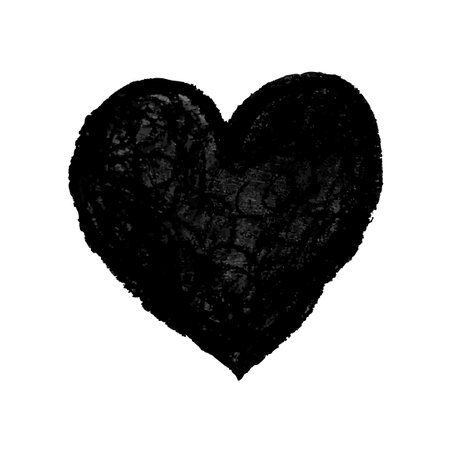 Vector colorful illustration of heart shape drawn with black colored chalk pastel. Element for design greeting card, poster, banner, Social Media post, invitation, sale, brochure, other graphic designのイラスト素材