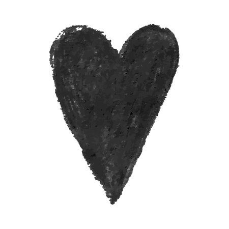 Vector colorful illustration of heart shape drawn with black colored chalk pastel. Element for design greeting card, poster, banner, Social Media post, invitation, sale, brochure, other graphic designのイラスト素材