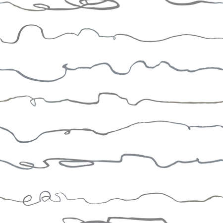 Vector modern seamless background with gray hand drawn horisontal lines, doodles. Use it for wallpaper, textile print, pattern fills, web, surface texture, wrapping paper, design of presentationのイラスト素材