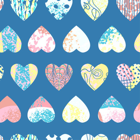 Vector seamless background with colorful heart shape. Use it for wallpaper, textile print, pattern fills, web page, surface textures, wrapping paper, design of presentation and other graphic designのイラスト素材