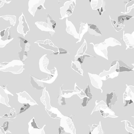 Vector seamless background with black and white illustration of foliage and plants. Can be used for wallpaper, pattern fills, web page, surface textures, textile print, wrapping paperのイラスト素材