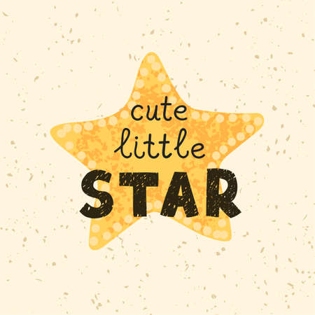 Cute little star - fun hand drawn nursery poster with letteringのイラスト素材