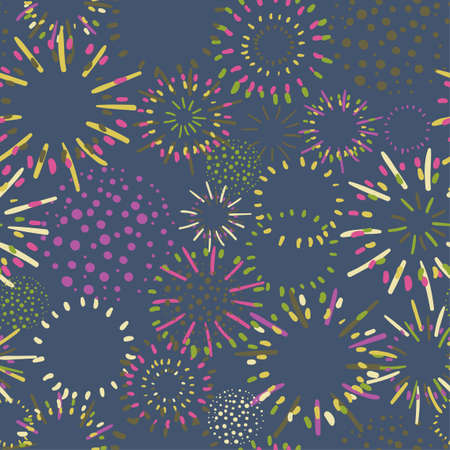 Seamless colorful background with fireworks on dark backgroundのイラスト素材
