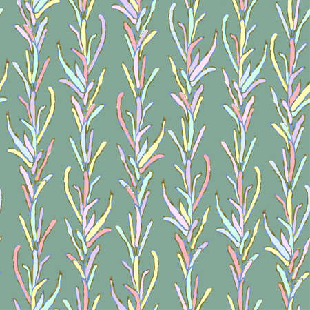 Seamless colorful pattern with foliage and plantsのイラスト素材