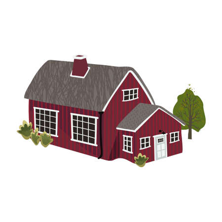 House in the Scandinavian style isolated on whiteのイラスト素材