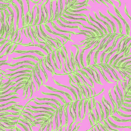 Vector seamless pattern with colorful illustration of tropical palm leaves. For wallpaper, textile print, pattern fills, web page, surface textures, wrapping paper, design of presentationのイラスト素材