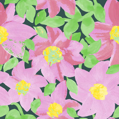 Vector seamless hand drawn floral background. Background with watercolor flowers. Seamless pattern. Can be used for wallpaper, pattern fills, web page background, surface textures, textile print.の写真素材