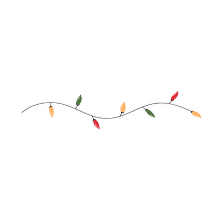 Vector modern colorful illustration of twinkle lights Christmas decoration. Use it as elements for design greeting cards , poster, card, packaging paper designのイラスト素材