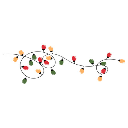 Vector modern colorful illustration of twinkle lights Christmas decoration. Use it as elements for design greeting cards , poster, card, packaging paper designのイラスト素材
