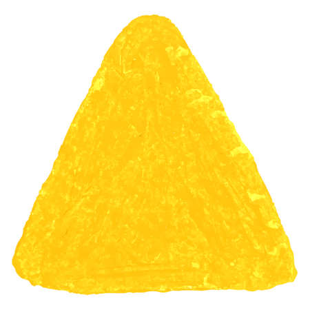 Vector colorful detailed backdrop triangle shape with crayon scribble texture. Abstract stain isolated on white background. Design template for poster, card, banner, flyers, invitation, brochure, saleのイラスト素材