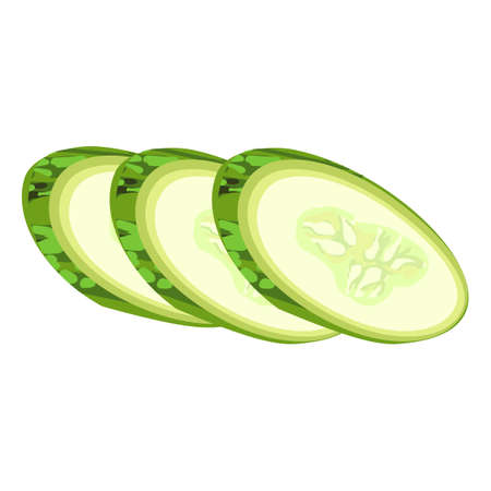 Vector colorful illustration of sliced cucumber isolated on white backgroundのイラスト素材