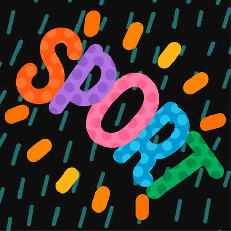 Vector illustration with hand drawn lettering - Sport, on abstract background. Colorful typography design for postcard, banner, t-shirt print, invitation, greeting card, posterのイラスト素材