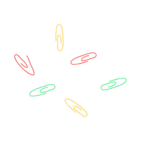 Vector colorful illustration of Paper Clips isolated on white backgroundのイラスト素材