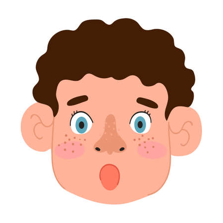Vector colorful illustration of surprised boy isolated on white backgroundのイラスト素材