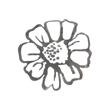 Vector Colorful Illustration of gray sketch flower isolated on white backgroundのイラスト素材
