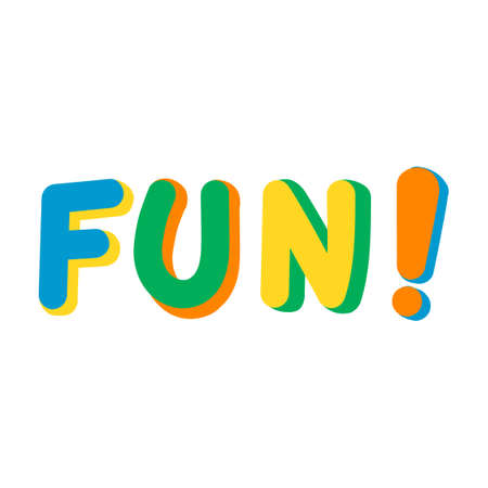 Vector illustration with hand drawn lettering - Fun, isolated on white background. Colorful typography design for postcard, banner, t-shirt print, invitation, greeting card, posterのイラスト素材
