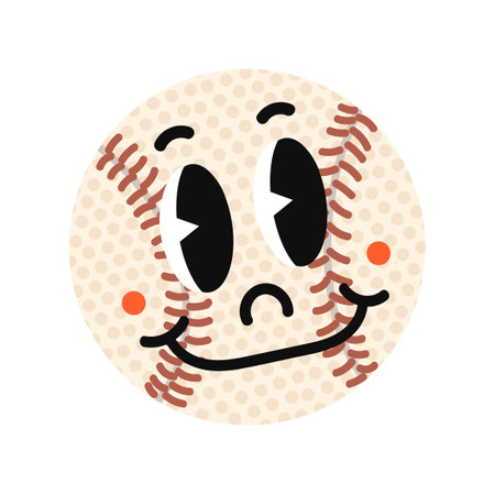 Vector Colorful Illustration of baseball ball with smily cute face isolated on white backgroundのイラスト素材