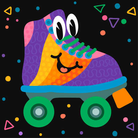 Vector colorful illustration of Roller with smily face on abstract backgroundのイラスト素材