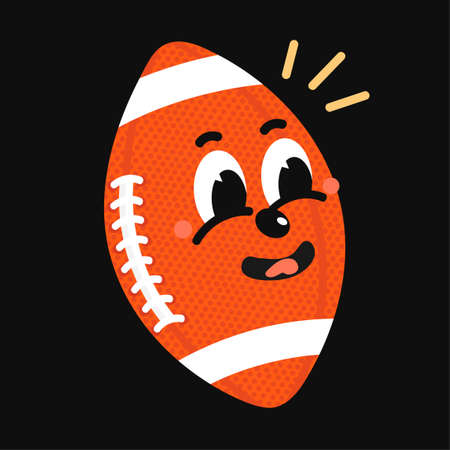 Vector Colorful Illustration of American Football ball with smily cute face isolated on white backgroundのイラスト素材