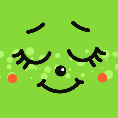 Vector Colorful Illustration of of Smiled Emotion Face. Funny comic book characters on square poster. Bright cartoon-styled elements for your design of wallpaper, t-shirt print, graphic printのイラスト素材