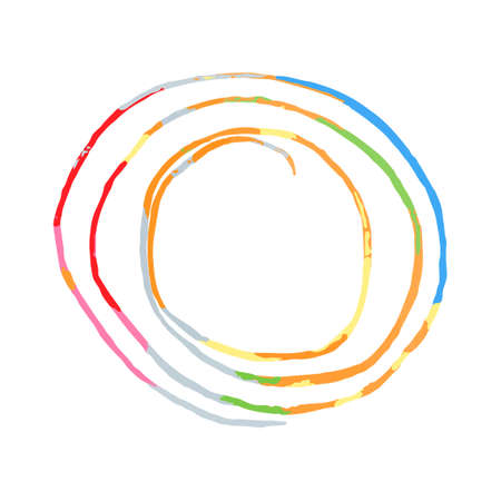 Vector Colorful Illustration of Abstract Doodle Pattern Isolated on White Backgroundのイラスト素材