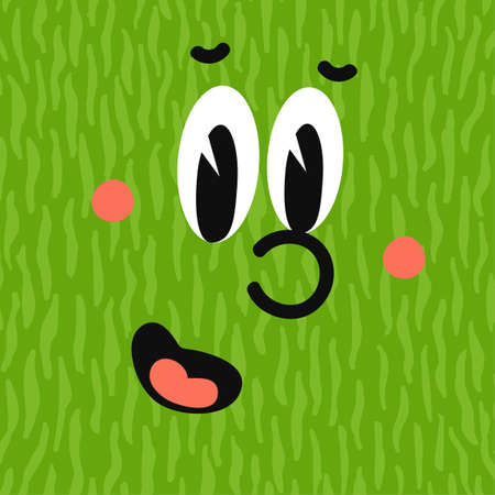 Vector Colorful Illustration of of Smiled Emotion Face. Funny comic book characters on square poster. Bright cartoon-styled elements for your design of wallpaper, t-shirt print, graphic printのイラスト素材