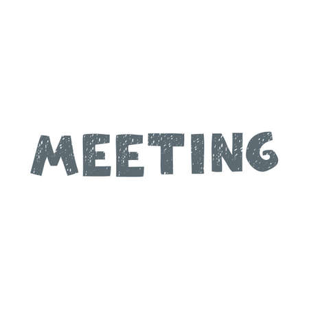 Vector hand drawn black lettering Meeting isolated on white backgroundのイラスト素材