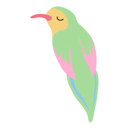 Vector Colorful Illustration of Cute Bird Isolated on White Backgroundのイラスト素材