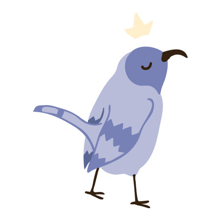 Vector Colorful Illustration of Cute Bird Isolated on White Backgroundのイラスト素材