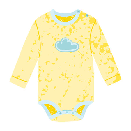 Vector Colorful Illustration of Baby Bodysuit Isolated on White Background. Front Side. Body children, baby shirt, clothes for newbornsのイラスト素材