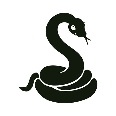 Vector Silhouette Illustration of Snake rises Isolated on White Backgroundのイラスト素材